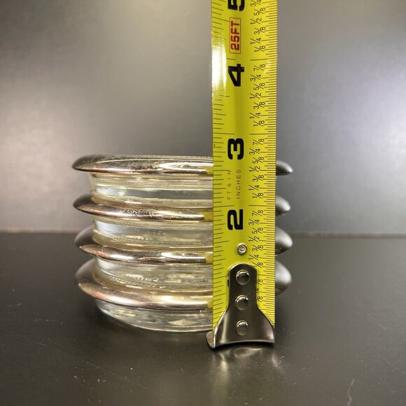 Vintage Silver Plate Trim Glass Coasters Set Of 4 Made In Italy - Picture 8 of 8